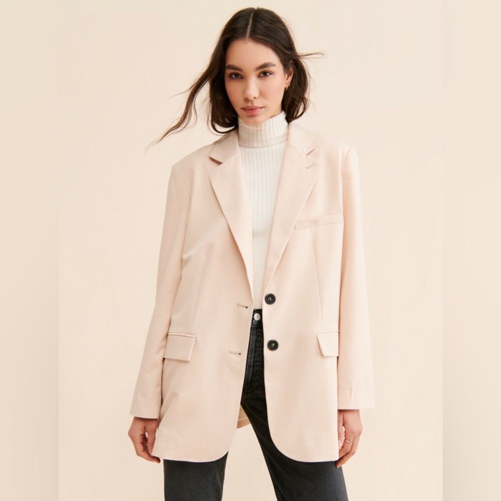 Free People Light Blush Oversized Suit Jacket
